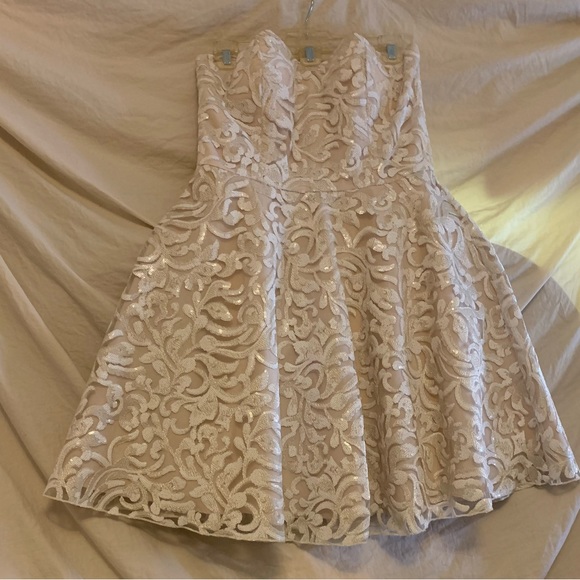 ✨💥⚡️ A Drea Champagne Shimmer Ivory and Beige Sequin Homecoming NWOT - Picture 4 of 13
